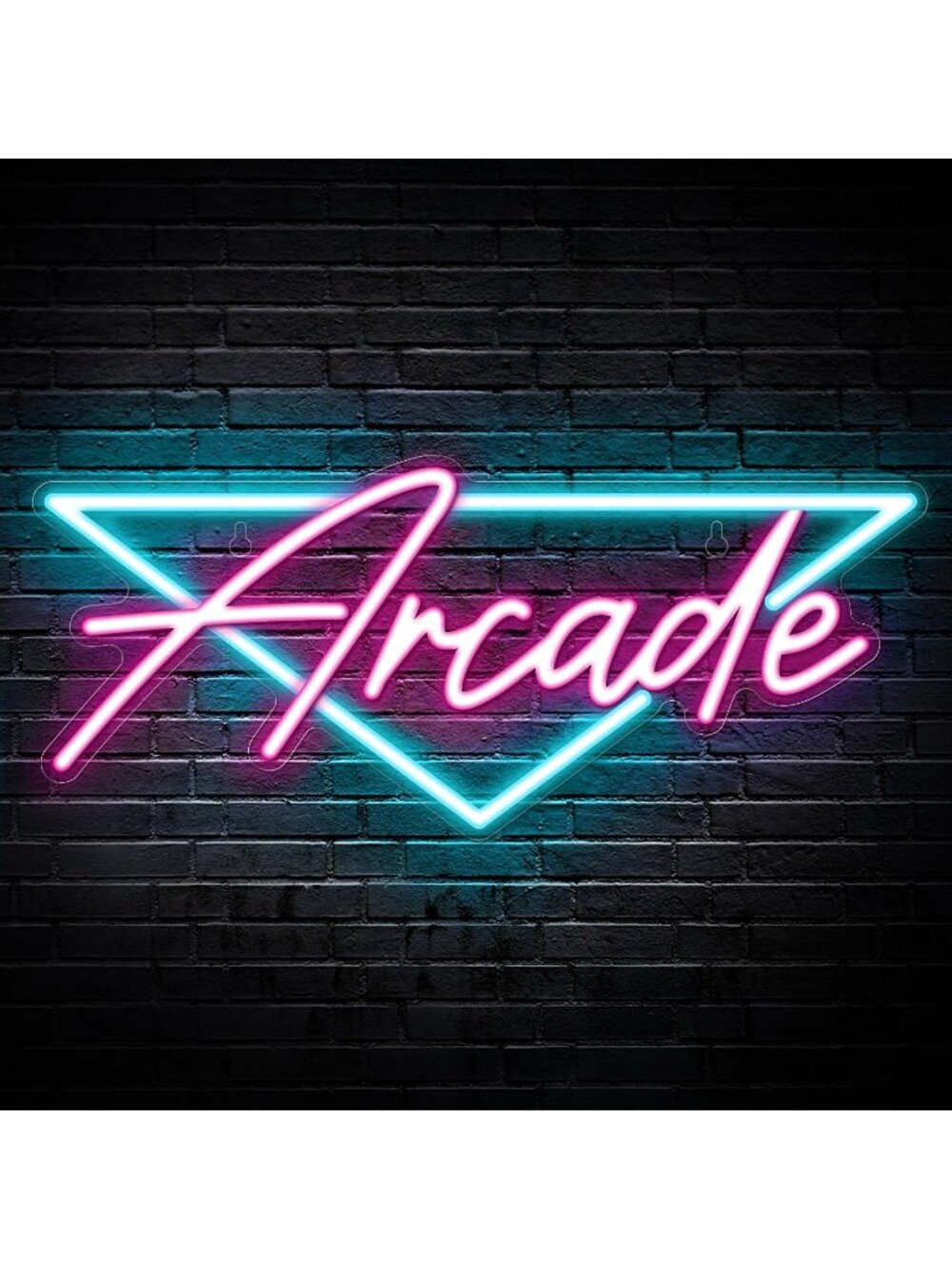 Arcade Neon Sign Blue Pink USB Powered Arcade LED Light Arcade Triangle Neon
